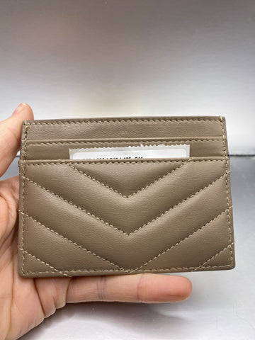 Saint Laurent Tan Chevron Leather Card Case Gold Hardware