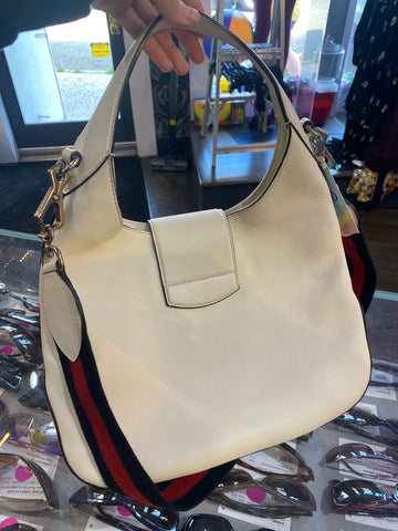 Gucci White Leather Sylvie Web Dionysis