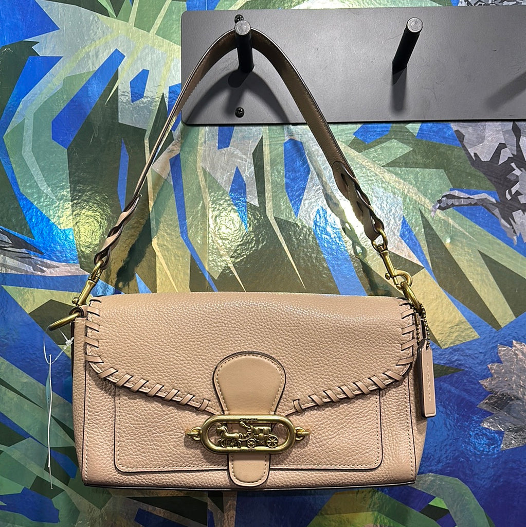Coach Putty Color Baguette Shoulder Bag with Gold 'Coach Buggy' Hardware