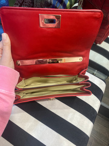 VALENTINO Red Leather Chevron Flap Rockstud Bag