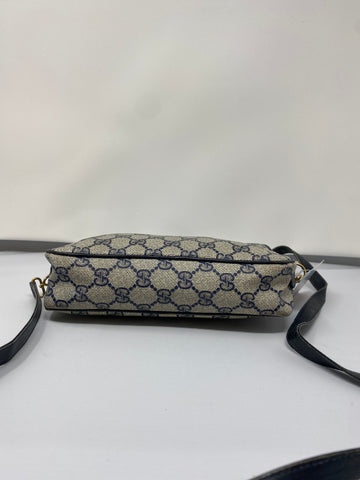 VINTAGE: Gucci Navy Camera Bag with Navy leather Strap