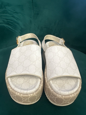 Gucci Platform Coated Canvas GG Supreme Slingback