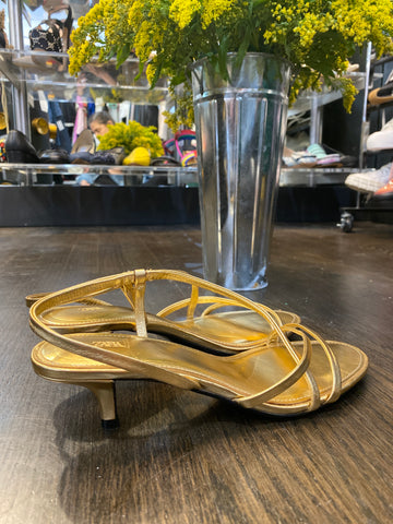 ZARA Gold Metallic Kitten Heel Sandals