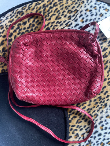 Vintage: Bottega Veneta Raspberry Lambskin Woven Bag