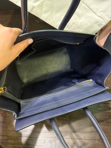 CELINE Navy Top Handle Calfskin Luggage Tote