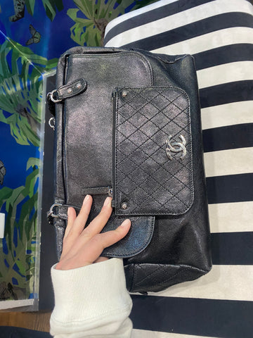 VIntage: Chanel Black Crinkled Calfskin Coco Cocoon Bag Size small