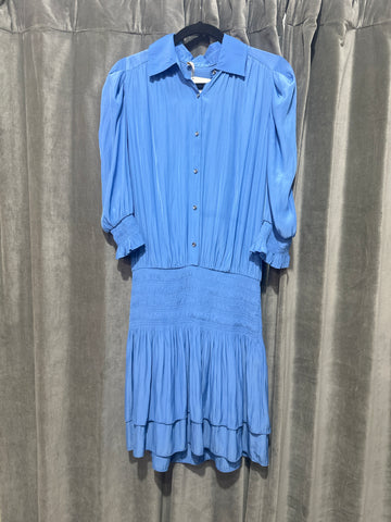 Ramy Brook Short Sleeve Nicole Shirt Medium Blue Mini Dress