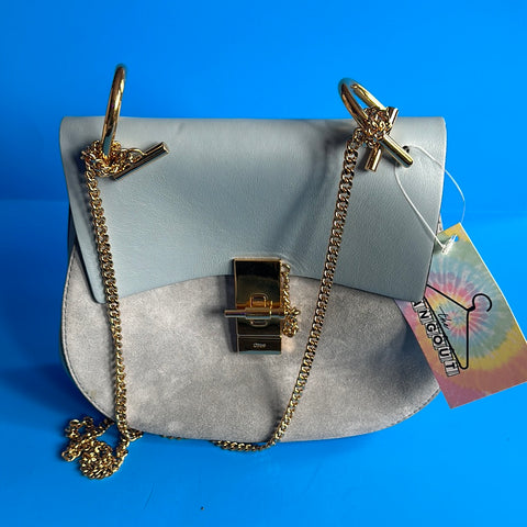 Chloe Chain Shoulder Drew Blue Flap Bag