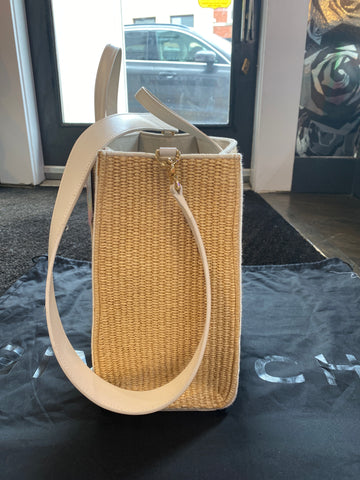 GIVENCHY Medium Neutral G Tote Shopping Bag with White leather