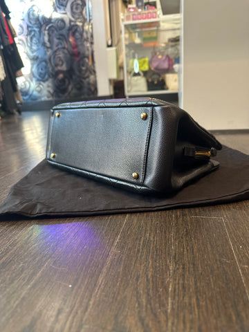 Chanel Black Caviar Leather Two-Top Handle Handbag