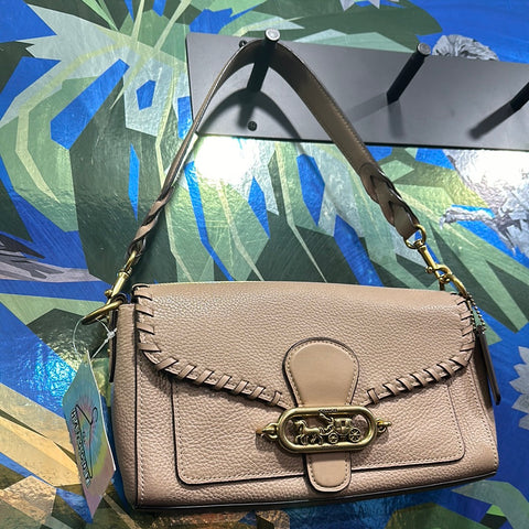 Coach Putty Color Baguette Shoulder Bag with Gold 'Coach Buggy' Hardware