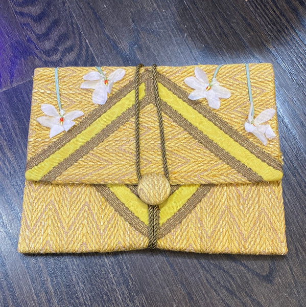 Gwen Jackson Yellow Fabric Envelope Clutch