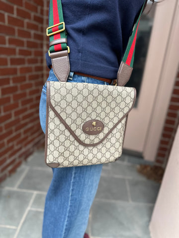 GUCCI GG Supreme Monogram Web Medium Neo Vintage Flap Bag