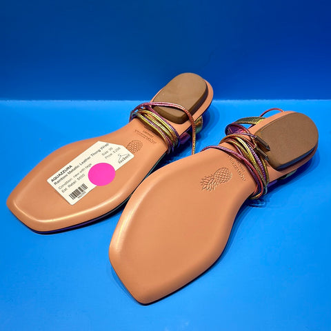 AQUAZZURA Rainbow Metallic Leather Thong Wrap Sandal