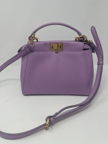 Fendi Mini Peekaboo Lambskin Leather in Violetta