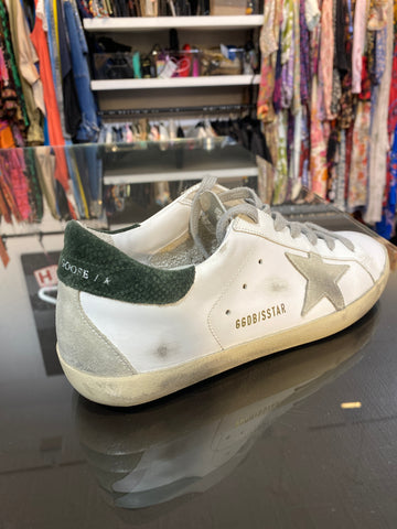 Golden Goose Superstar with Green Suede Back