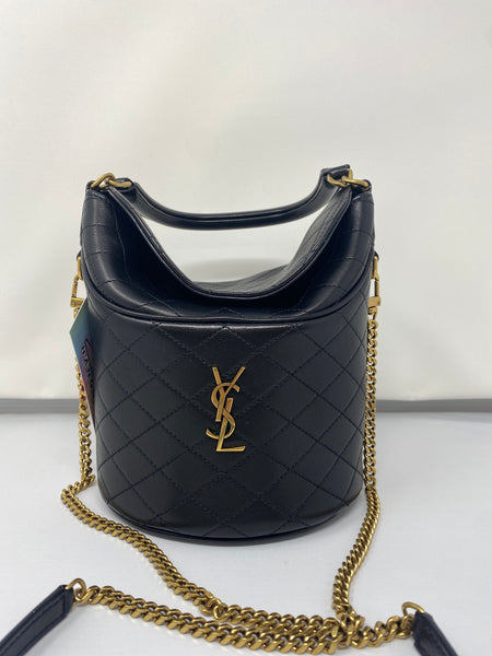 YSL Black GABY Bucket Bag with Gold Hardware