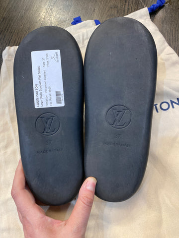 Louis Vuitton Logo Black Sunbath Flat Slides