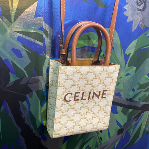 Celine Small Cabas Vertical Canvas & Calfskin