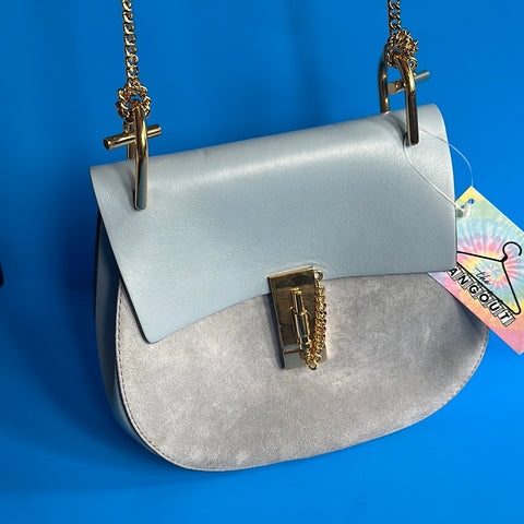 Chloe Chain Shoulder Drew Blue Flap Bag