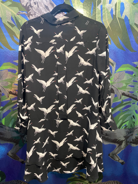 WHISTLES Black Longsleeve Tiered Bottom Crane Dress