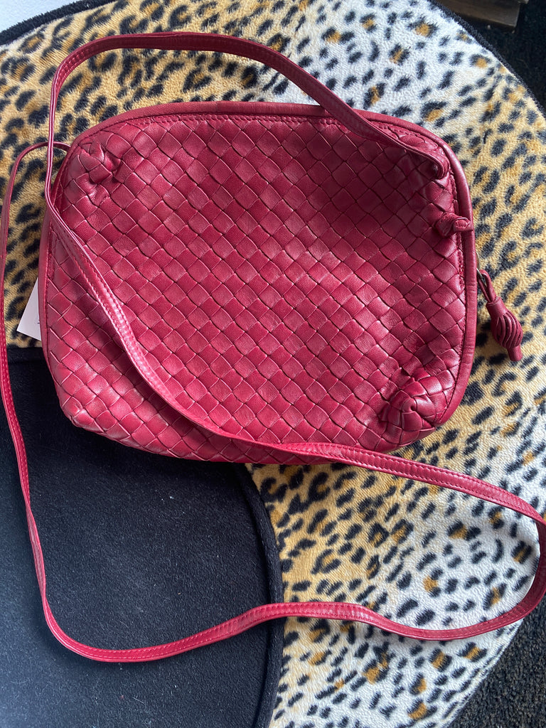 Vintage: Bottega Veneta Raspberry Lambskin Woven Bag