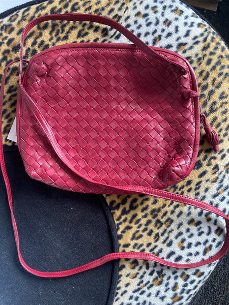 Vintage: Bottega Veneta Raspberry Lambskin Woven Bag