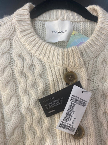 Lisa Yang Ivory Cableknit Cardigan