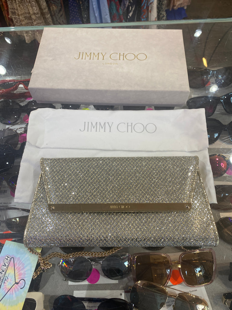 Jimmy Choo Metallic Flap Shoulder Clutch