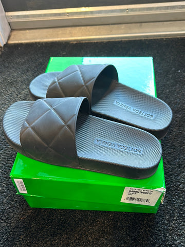 Bottega Veneta Black Matte Rubber Slider Sandals