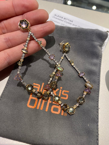 Alexis Bittar Oversized Crystal and Gem Teardrop Shape Earring