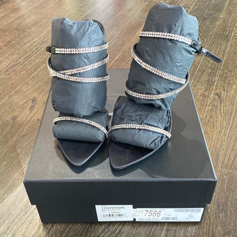 Saint Laurent Black Crystal Wrapped Sandal