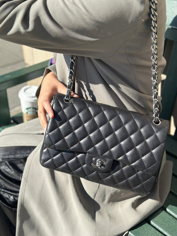 Chanel Classic JUMBO Black Lambskin Double Flap Bag