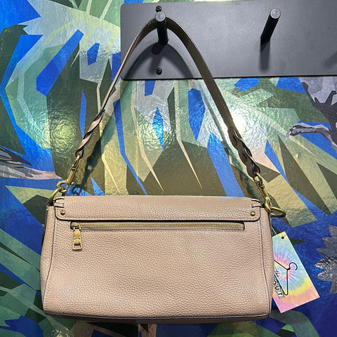 Coach Putty Color Baguette Shoulder Bag with Gold 'Coach Buggy' Hardware