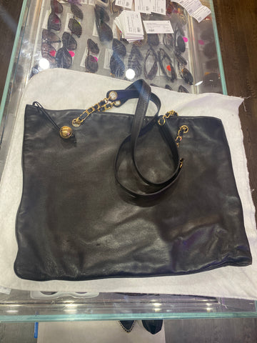 Vintage: Chanel Lambskin CC Stitched Tote Bag with Gold Ball Charm