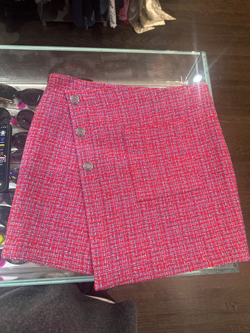 Maje Pink/Red Purple Tweed Assymetrical Mini