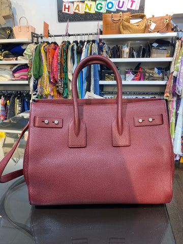 Saint Laurent Rouge Caberne Suple Grained Leather Sac Du Jour