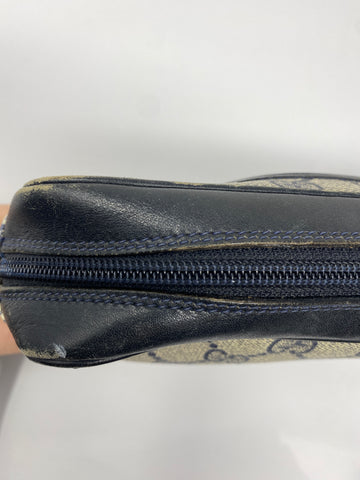VINTAGE: Gucci Navy Camera Bag with Navy leather Strap