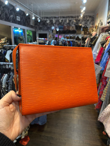 Louis Vuitton Orange Epi Leather Small Clutch