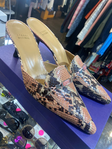 Vintage: STUART Weitzman 'WIZZIE' Snakeskin Heel Mule