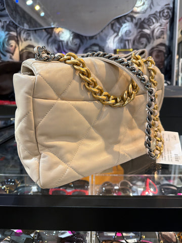 Chanel 19 Quilted Beige Medium Handbag