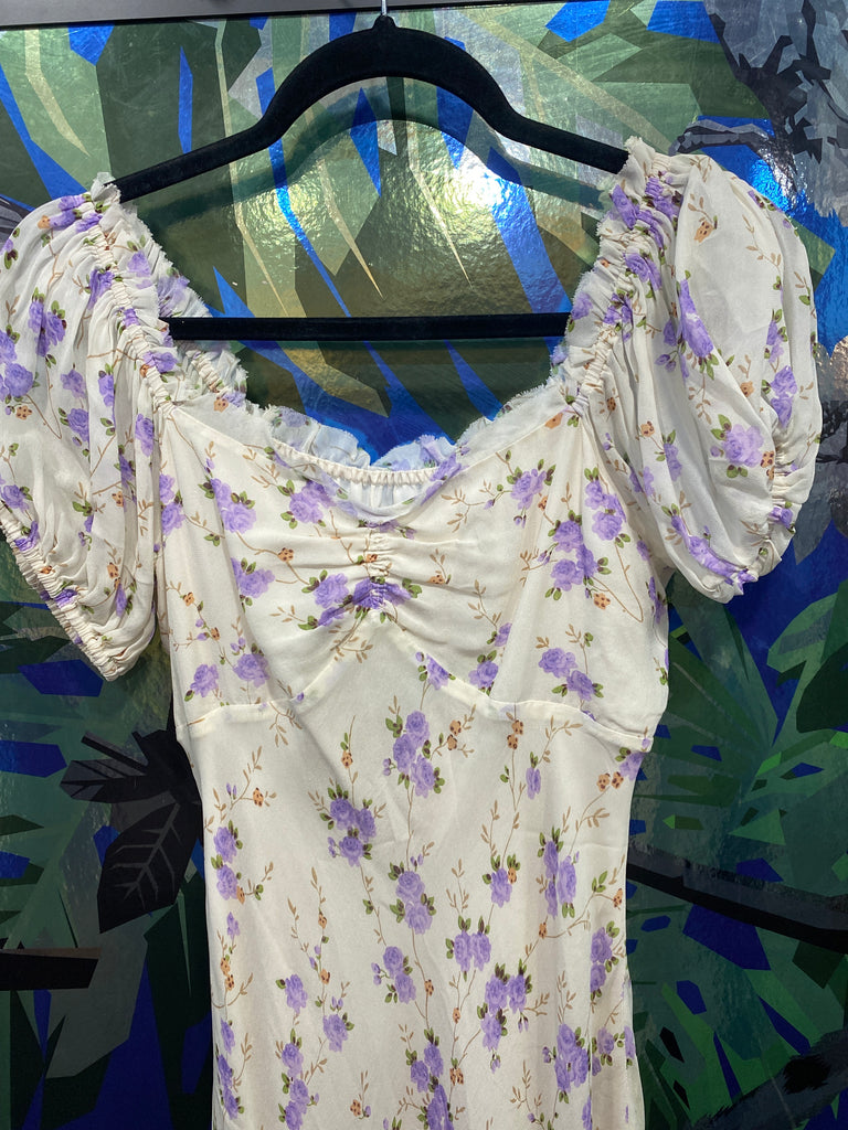 LOVE SHACK FANCY MADARA Lavender Foral Maxi Dress
