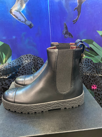 Chanel Black Calfskin Elastic Side Ankle Boots