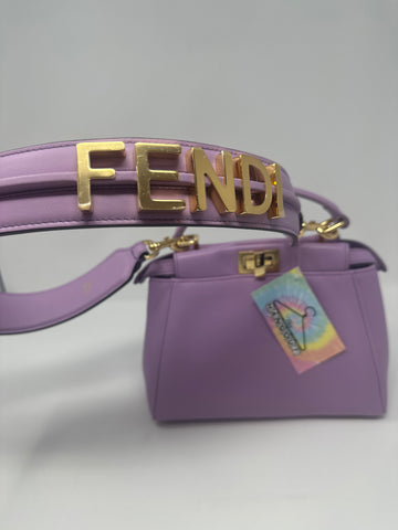 Fendi Mini Peekaboo Lambskin Leather in Violetta