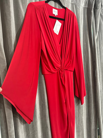 MISA Red 'Slinky' Drapey Twist Maxi Dress