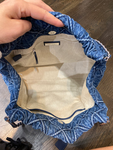 Tory Burch Denim/Silver Fleming Hobo Bag