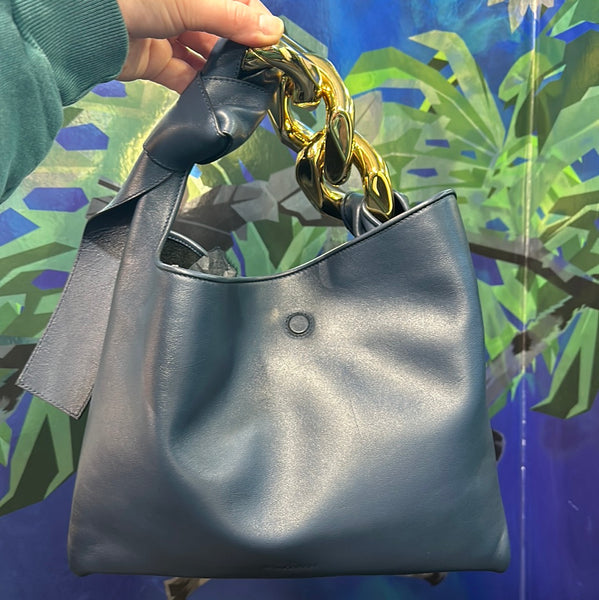J.W ANDERSON Navy Leather Handbag with Gold Chain