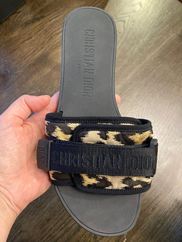 Christian Dior Leopard and Rubber Velcro Top Slide