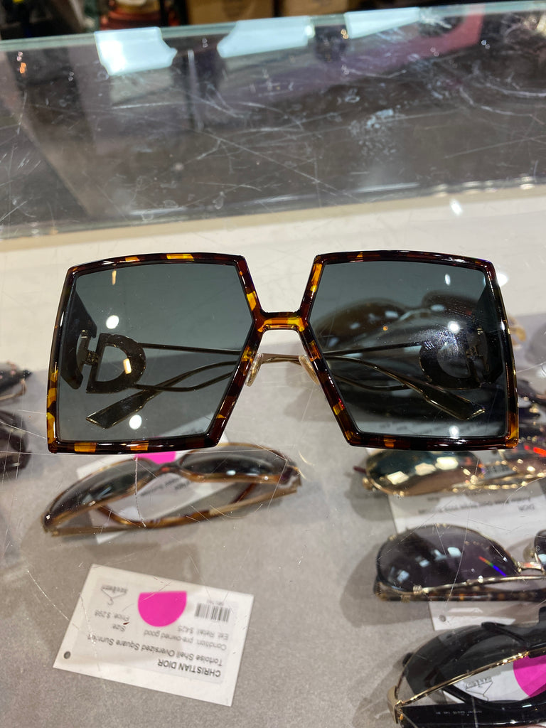 Christian Dior Tortoise Shell Oversized Square Sunnies with Wire Frame