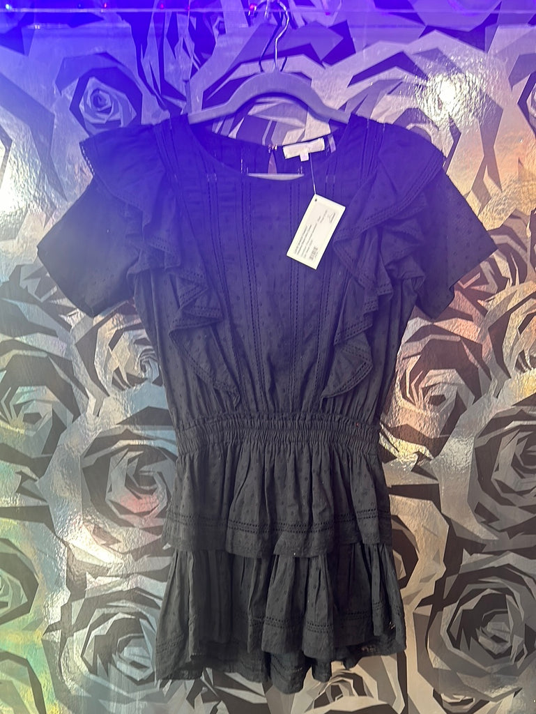 Love Shack Fancy Natasha Black Mini Dress